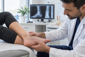 Podiatrist Inspecting Patient's Ankle
