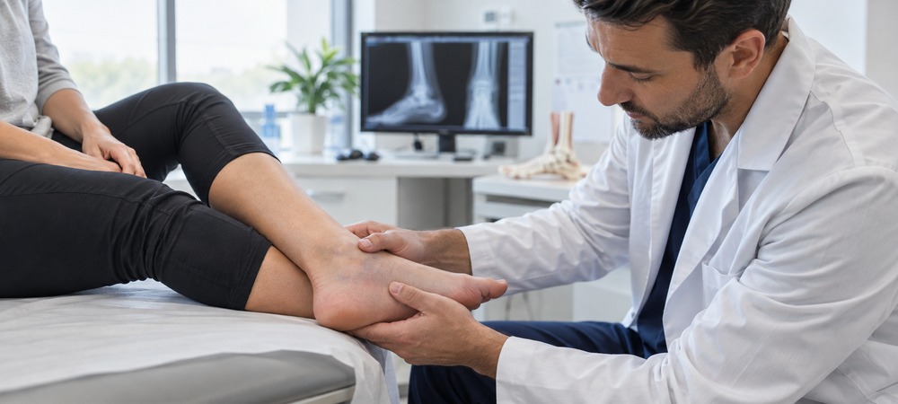 Podiatrist Inspecting Patient's Ankle